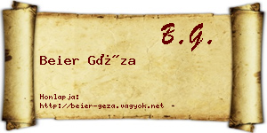 Beier Géza névjegykártya