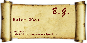 Beier Géza névjegykártya